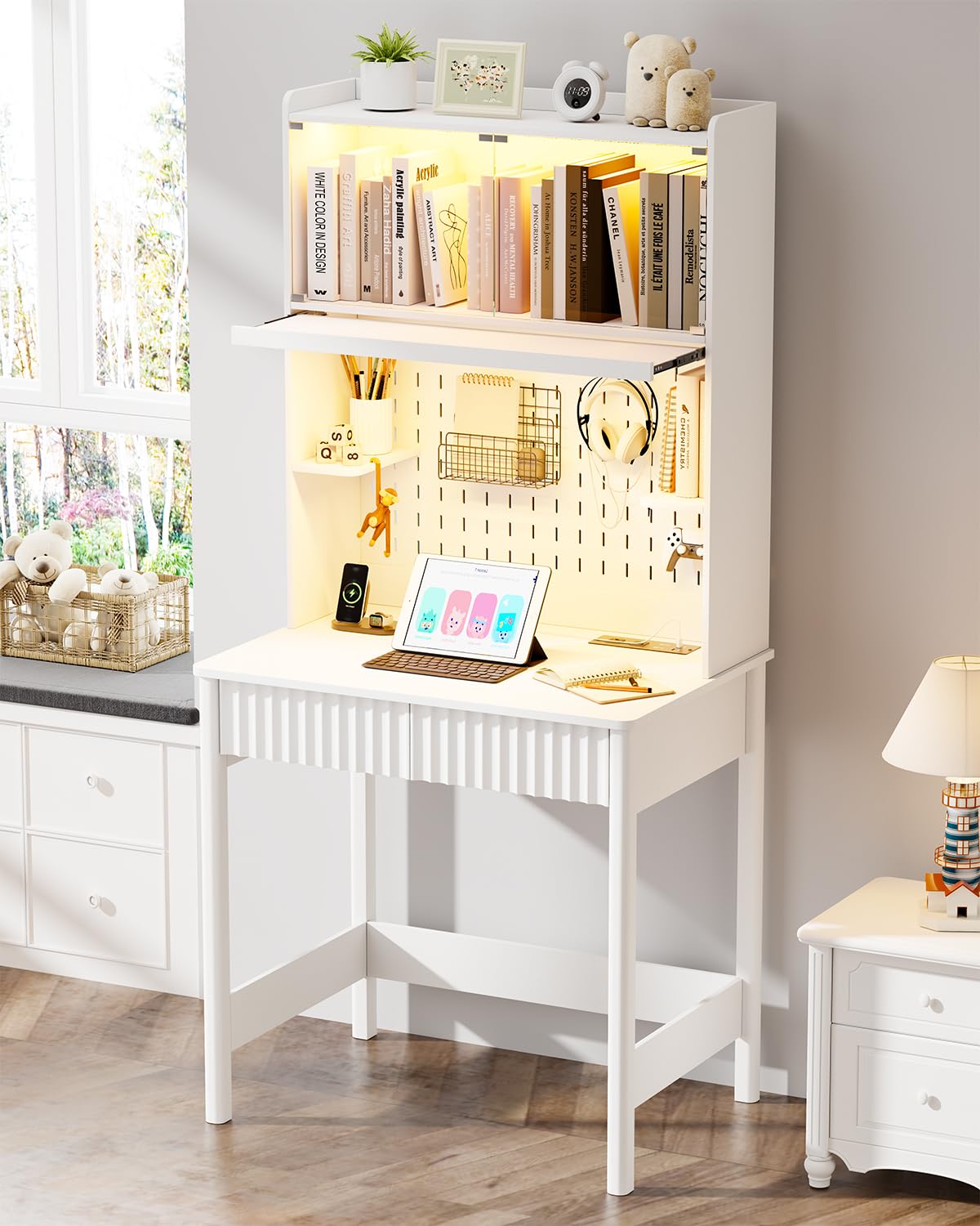 Office Furniture Outlet - Белый стол с розетками, небольшой стол