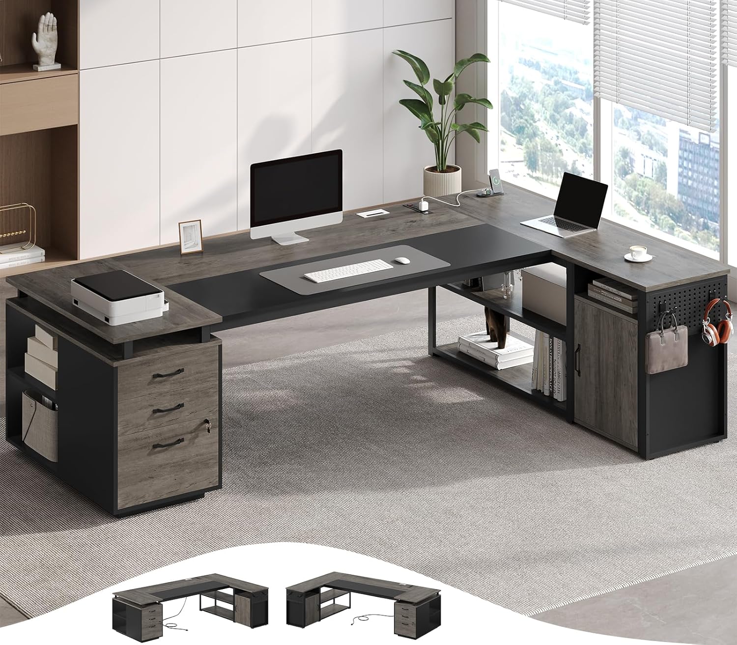 Office Furniture Outlet - 78-дюймовый представительский стол с запирающимся шкафом