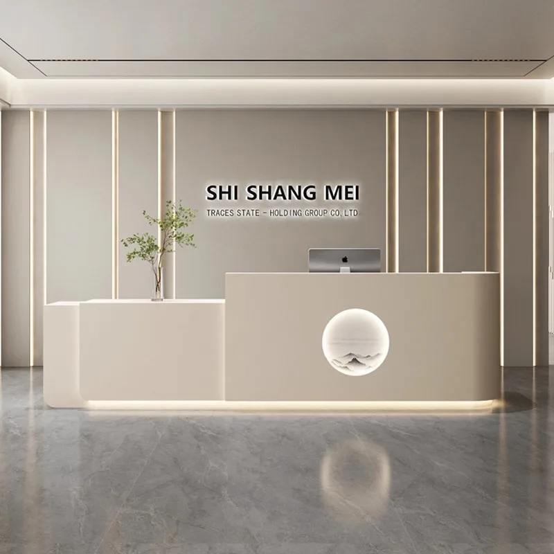 Office Furniture Store - Стойка ресепшн в скандинавском кремовом стиле,