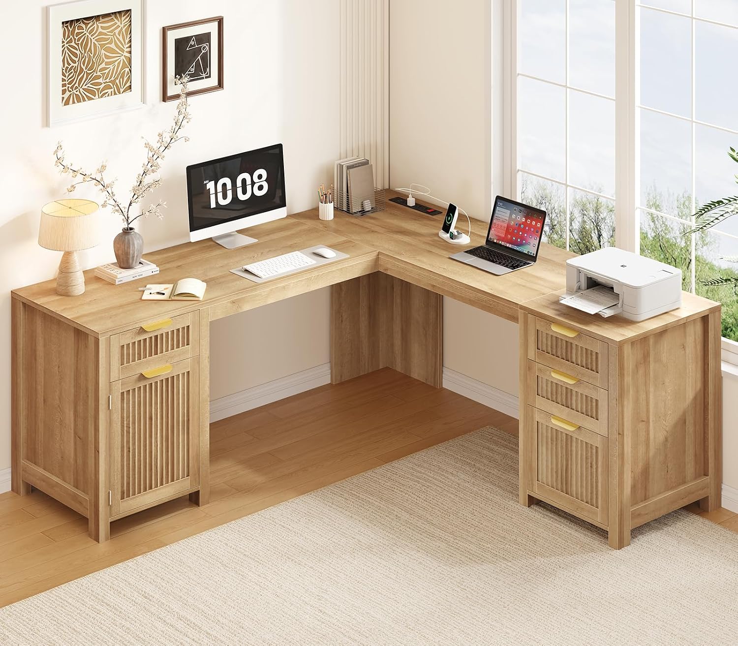 Office Furniture Outlet - 59-дюймовый угловой письменный стол с рифленой