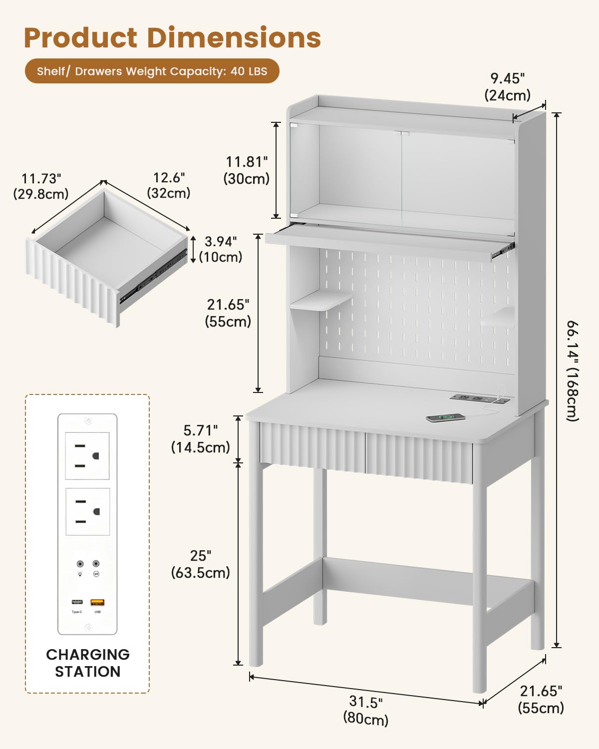 Белый стол с розетками, неболь – обзор и цена Office Furniture Outlet